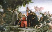 dioscoro teofilo puebla tolin the first landing of christopher columbus in america oil painting on canvas